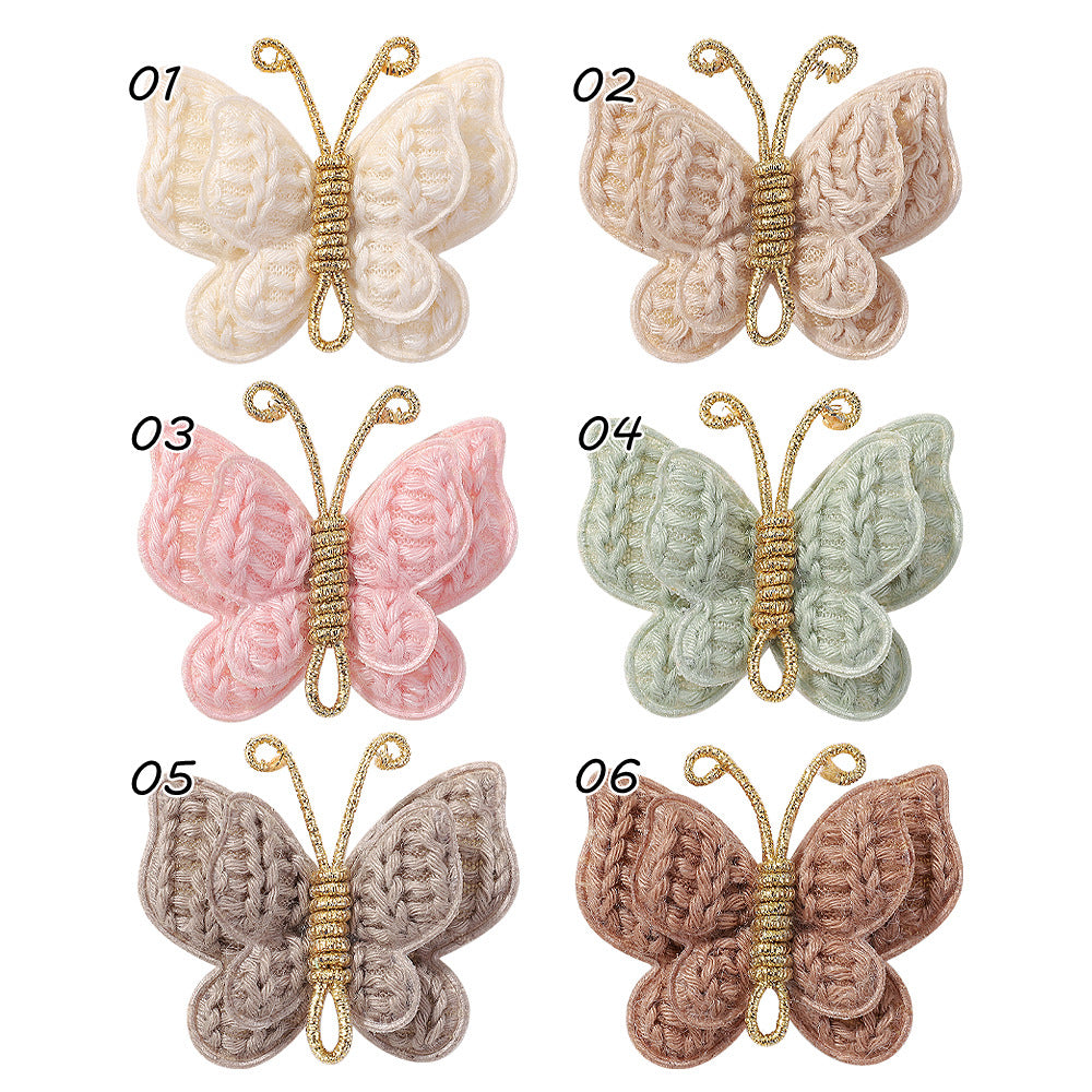 Wholesale Handmade Wool Knitting and Winding Children's Butterfly Hairpins